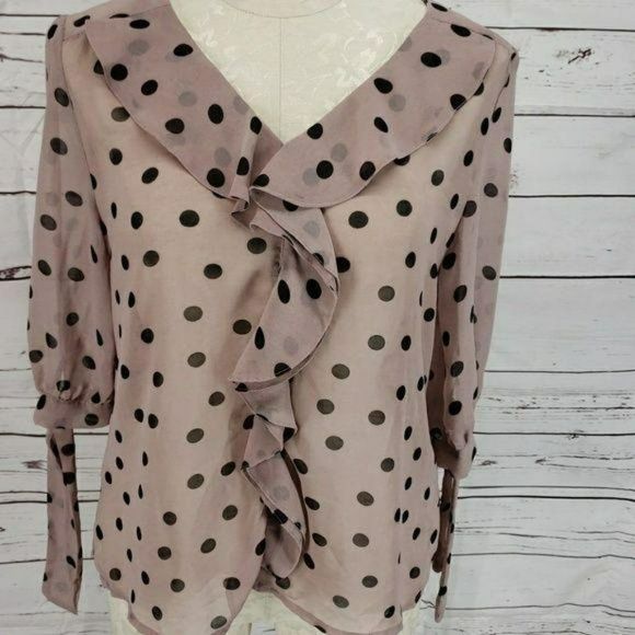 Darling Sheer polka dot medium button down Blouse - Picture 3 of 7